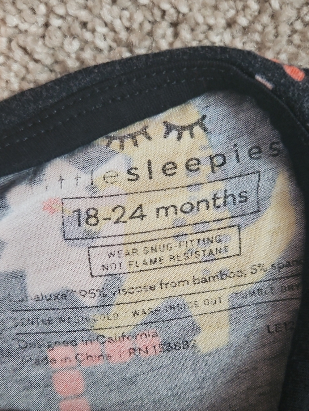 Little Sleepies Next Level Dinos Zippy 18-24M Bamboo Convertible Sleeper - Picture 3 of 4